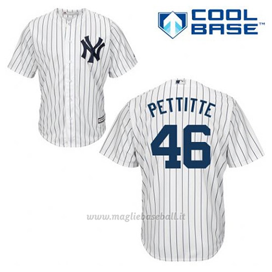 Maglia Baseball Uomo New York Yankees Andy Pettitte 46 Bianco 1ªCool Base